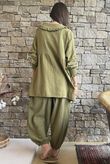 Annie Cushion Cotton Peter Pan Smock Blouse Deep Olive